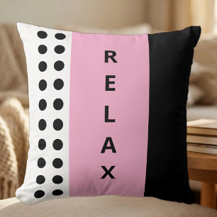 Polka dots relax black pink throw pillow
