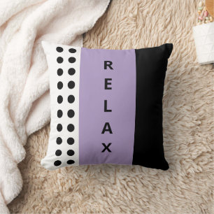 Polka dots relax black purple throw pillow
