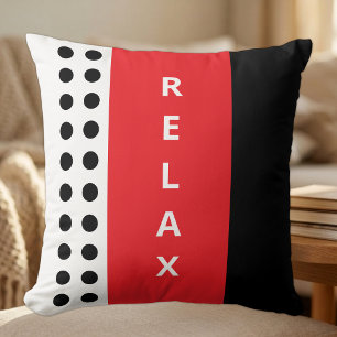 Polka dots relax black red throw pillow