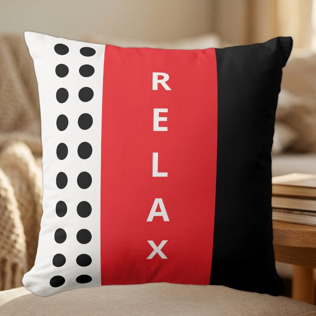 Polka dots relax black red throw pillow (Creator Uploaded)