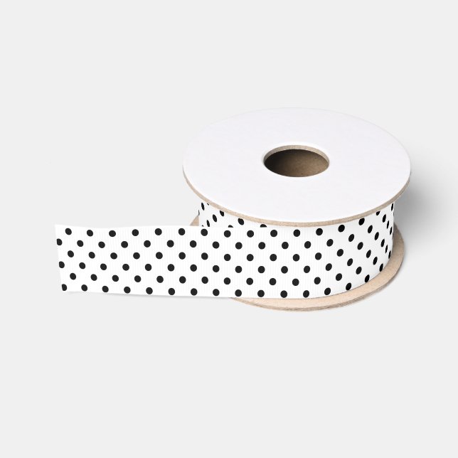 Polka-dots | retro black and white dots grosgrain ribbon (Spool)