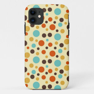Polka Dots Retro Colours Blue Yellow Red iPhone 11 Case