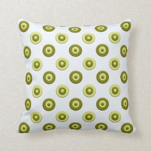 polka dots  retro green pattern. throw pillow