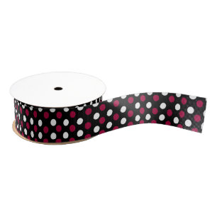 Polka-dots retro Masala black and white dots Grosgrain Ribbon
