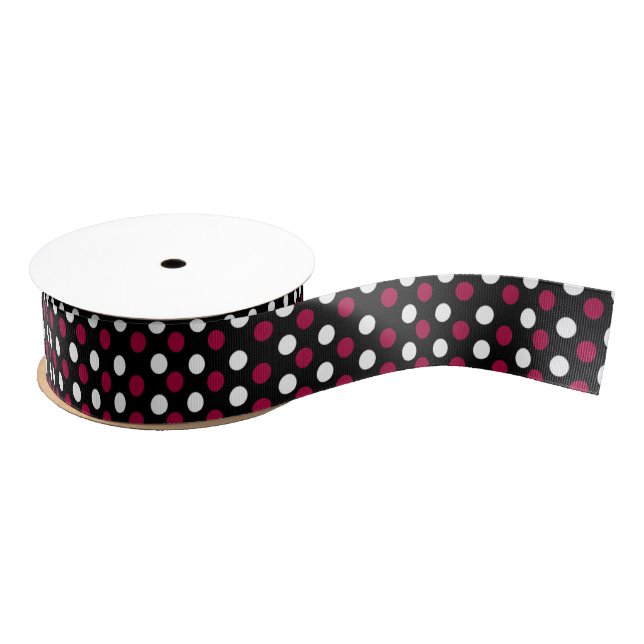 Polka-dots | retro Masala black and white dots Grosgrain Ribbon (Spool)