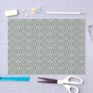 Polka dots sage green and pale pink tissue paper