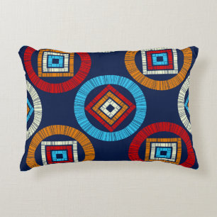 Polka dots seamless pattern. Mosaic of ethnic figu Accent Pillow