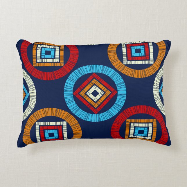 Polka dots seamless pattern. Mosaic of ethnic figu Accent Pillow (Front)