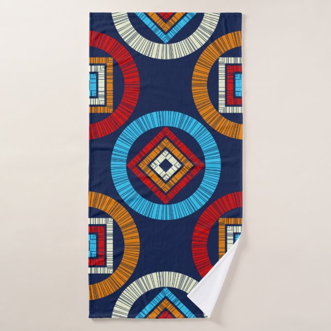 Polka dots seamless pattern. Mosaic of ethnic figu Bath Towel (Bath Towel)