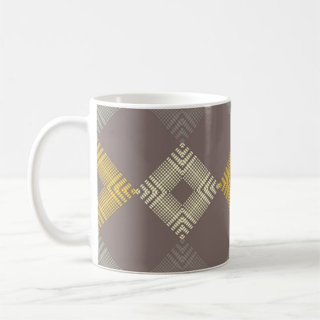 Polka dots seamless pattern. Mosaic of ethnic figu Coffee Mug (Left)