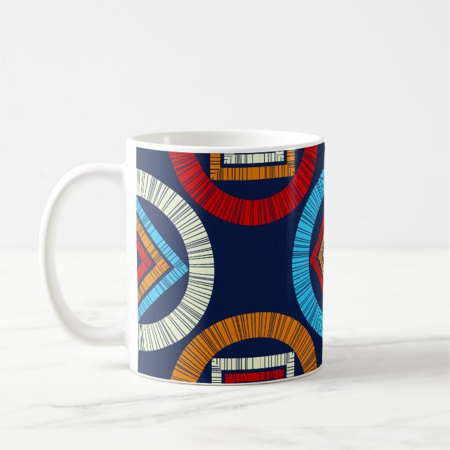 Polka dots seamless pattern. Mosaic of ethnic figu Coffee Mug (Left)