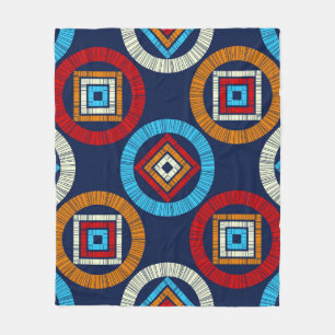Polka dots seamless pattern. Mosaic of ethnic figu Fleece Blanket