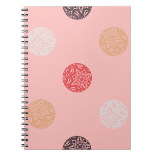 Polka dots seamless pattern. Mosaic of ethnic figu Notebook