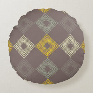 Polka dots seamless pattern. Mosaic of ethnic figu Round Pillow