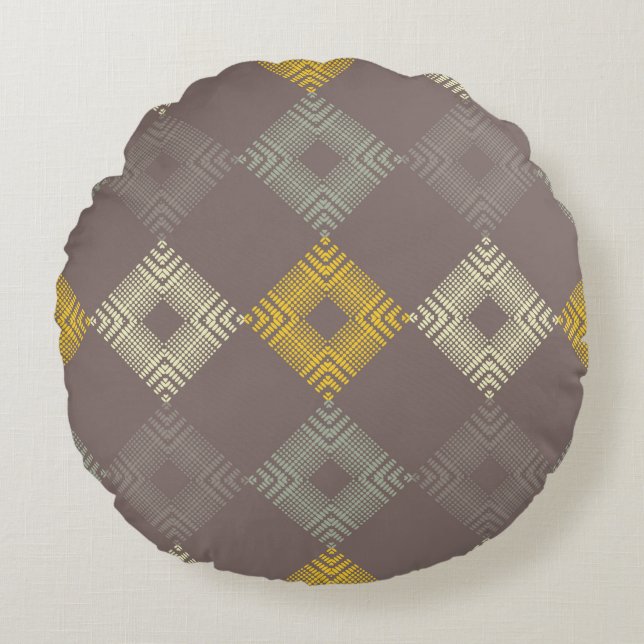 Polka dots seamless pattern. Mosaic of ethnic figu Round Pillow (Front)