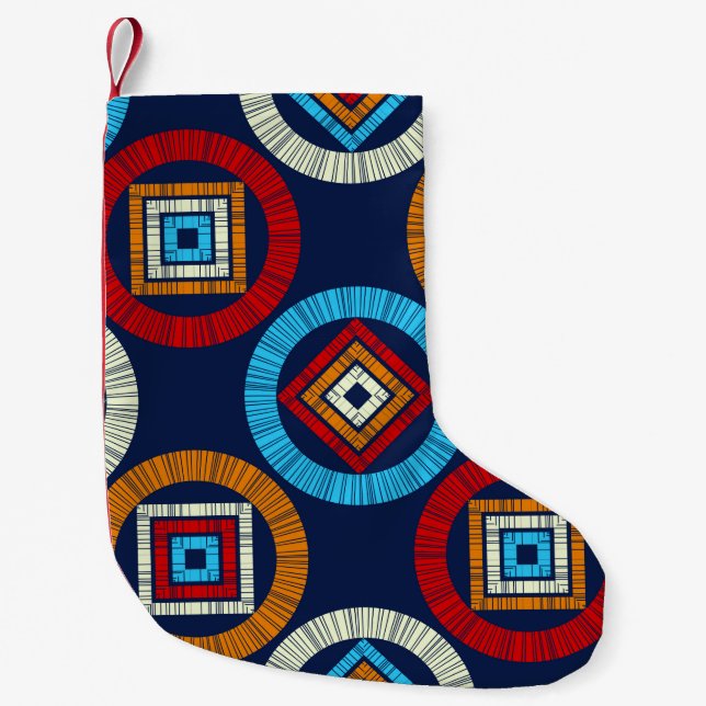 Polka dots seamless pattern. Mosaic of ethnic figu Small Christmas Stocking (Front)