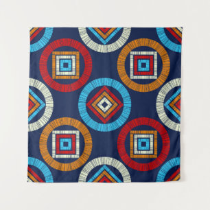 Polka dots seamless pattern. Mosaic of ethnic figu Tapestry