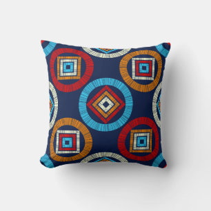Polka dots seamless pattern. Mosaic of ethnic figu Throw Pillow