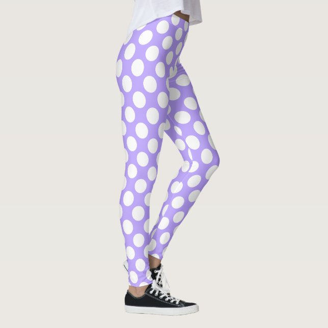 Polka Dots seamless pattern white + your ideas Leggings (Right)