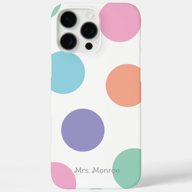 Polka Dots Soft Pink Green Blue Purple Orange Chic Case-Mate iPhone Case (Back)