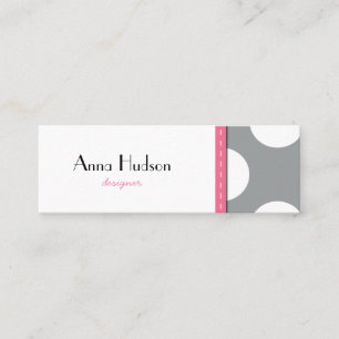 Polka Dots, Spots (Dotted Pattern) - Grey White Mini Business Card