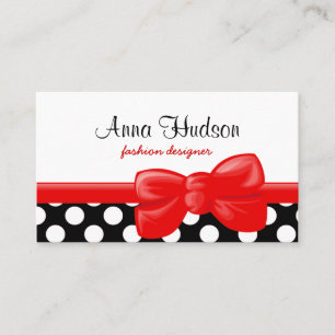 Polka Dots, Spots (Dotted Pattern) - White Black Business Card