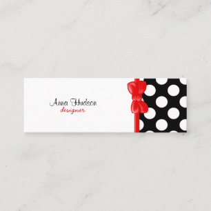 Polka Dots, Spots (Dotted Pattern) - White Black Mini Business Card