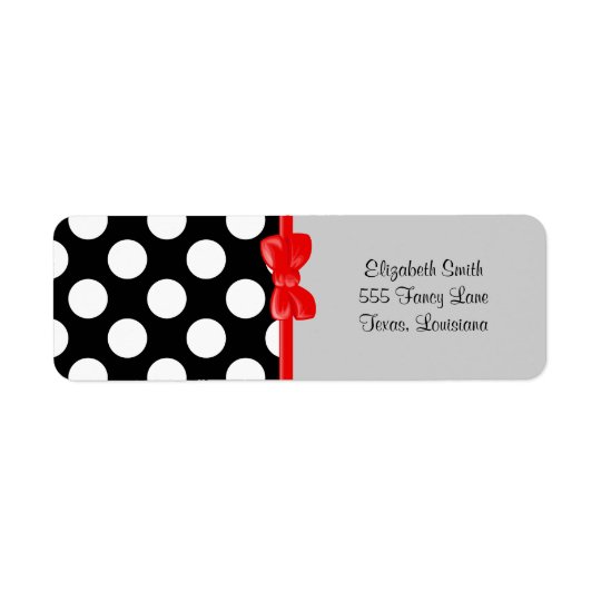 Polka Dots, Spots (Dotted Pattern) - White Black Return Address Label