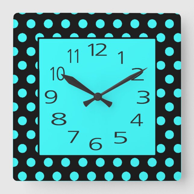 Polka Dots Squared- Colour Choice Square Wall Clock (Front)
