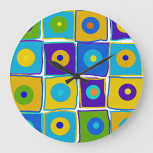 Polka Dots & Squares Art Clock