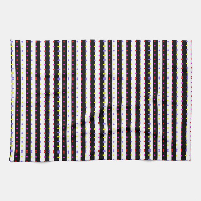 polka dots stripes geometric shapes pattern art kitchen towel (Horizontal)