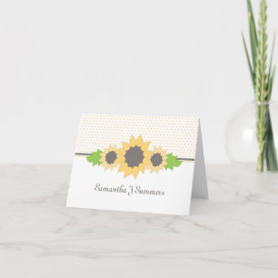 Polka Dots & Sunflowers Personalized Note Card