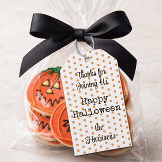 Polka Dots Thanks Black and Orange Favour Gift Tag
