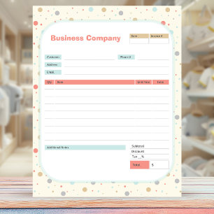 Polka Dots Theme Order Form and Invoice Notepad