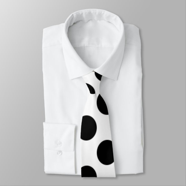 POLKA DOTS TIE - BLACK AND WHITE (Tied)