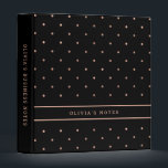 Polka Dots | Trendy Black and Faux Rose Gold Binder<br><div class="desc">This trendy yet classic binder features a dark,  black background with trendy faux rose gold look polka dots.</div>