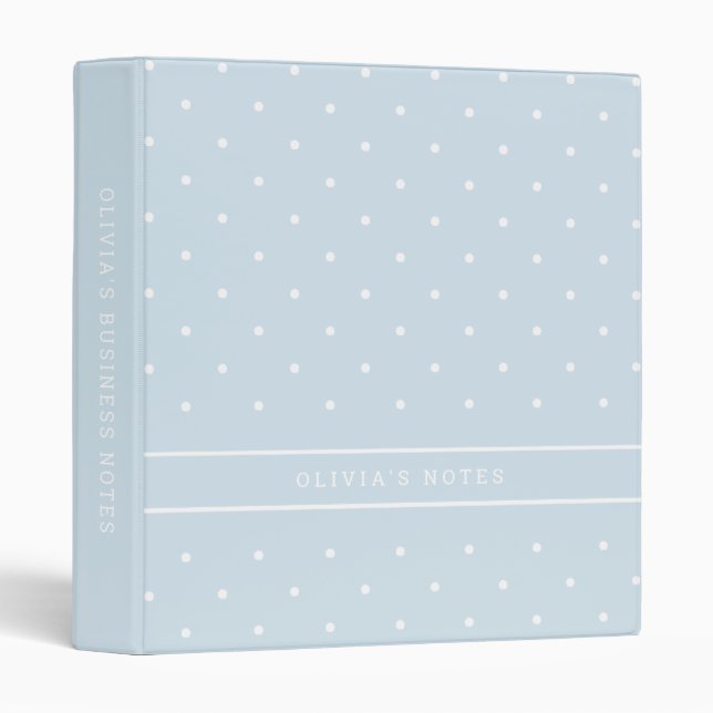 Polka Dots | Trendy Pastel Blue and White Binder (Front/Spine)