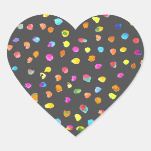 Polka dots watercolor boho pop art heart sticker