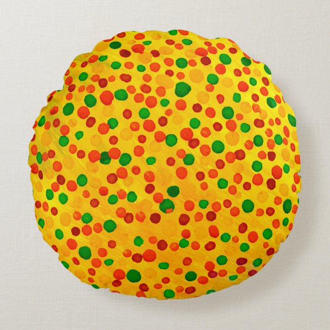 Polka dots watercolor seamless pattern round pillow (Front)