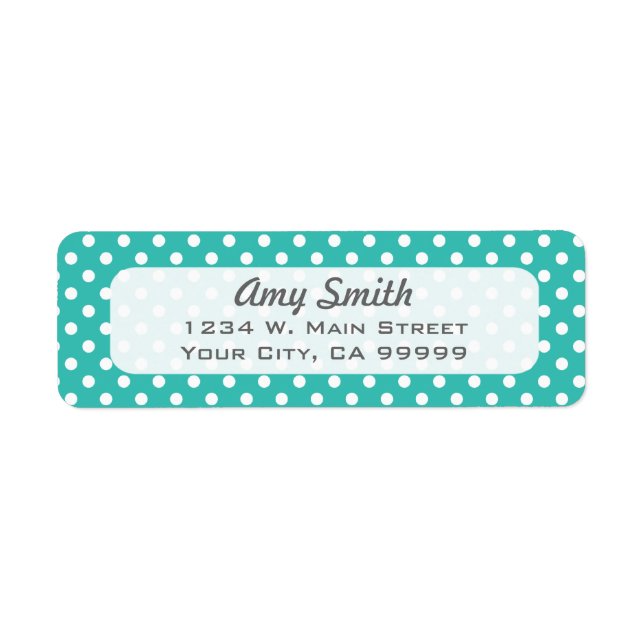 Polka Dots White and Aqua Return Address Labels (Front)