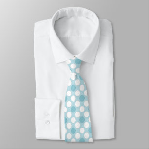 Polka dots white blue retro tie
