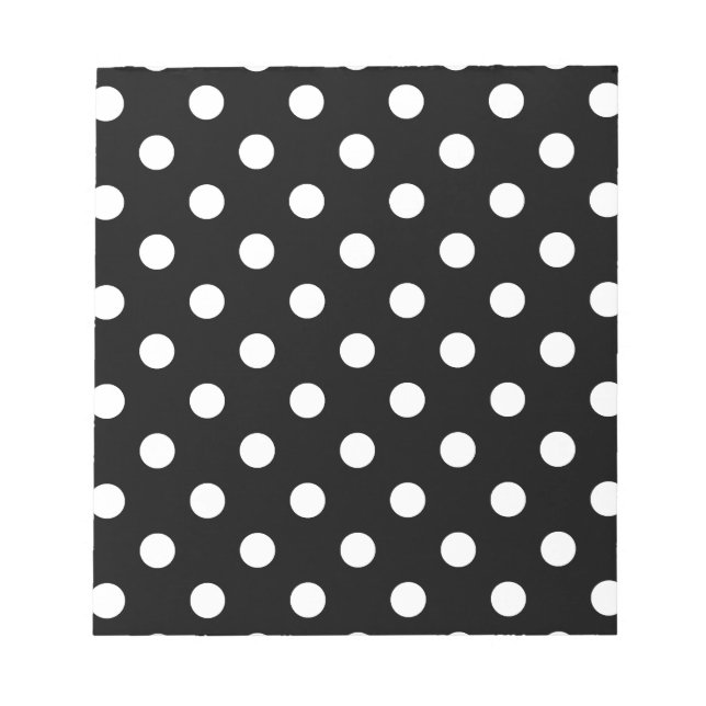 Polka Dots - White on Black Notepad (Front)