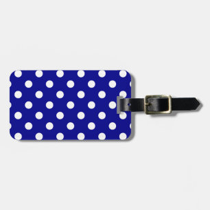 Polka Dots - White on Dark Blue Luggage Tag