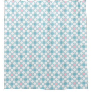 Polka dots white pink blue retro