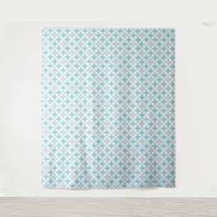 Polka dots white pink blue retro tapestry