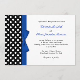 Polka Dots With Blue Bow Wedding Invitation