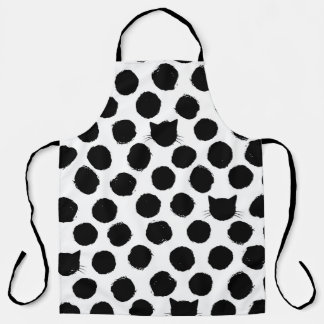 Polka Dots with Cat Faces: Playful Vintage. Apron