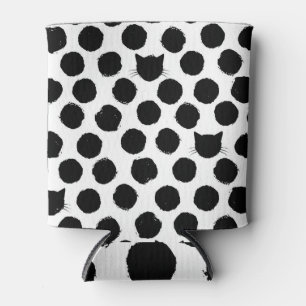 Polka Dots with Cat Faces: Playful Vintage. Can Cooler