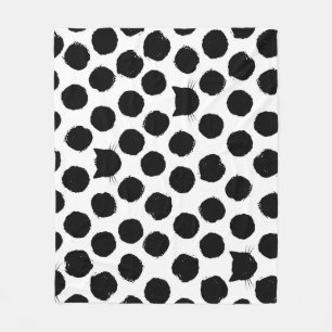 Polka Dots with Cat Faces: Playful Vintage. Fleece Blanket