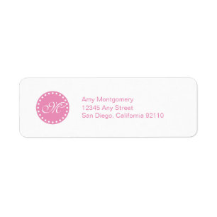 Polka Dots with Monogram label -pink